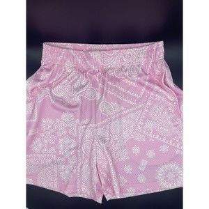 Bravest Studios Mens Size Medium Pink Paisley Print Mesh Graphic Shorts NWT